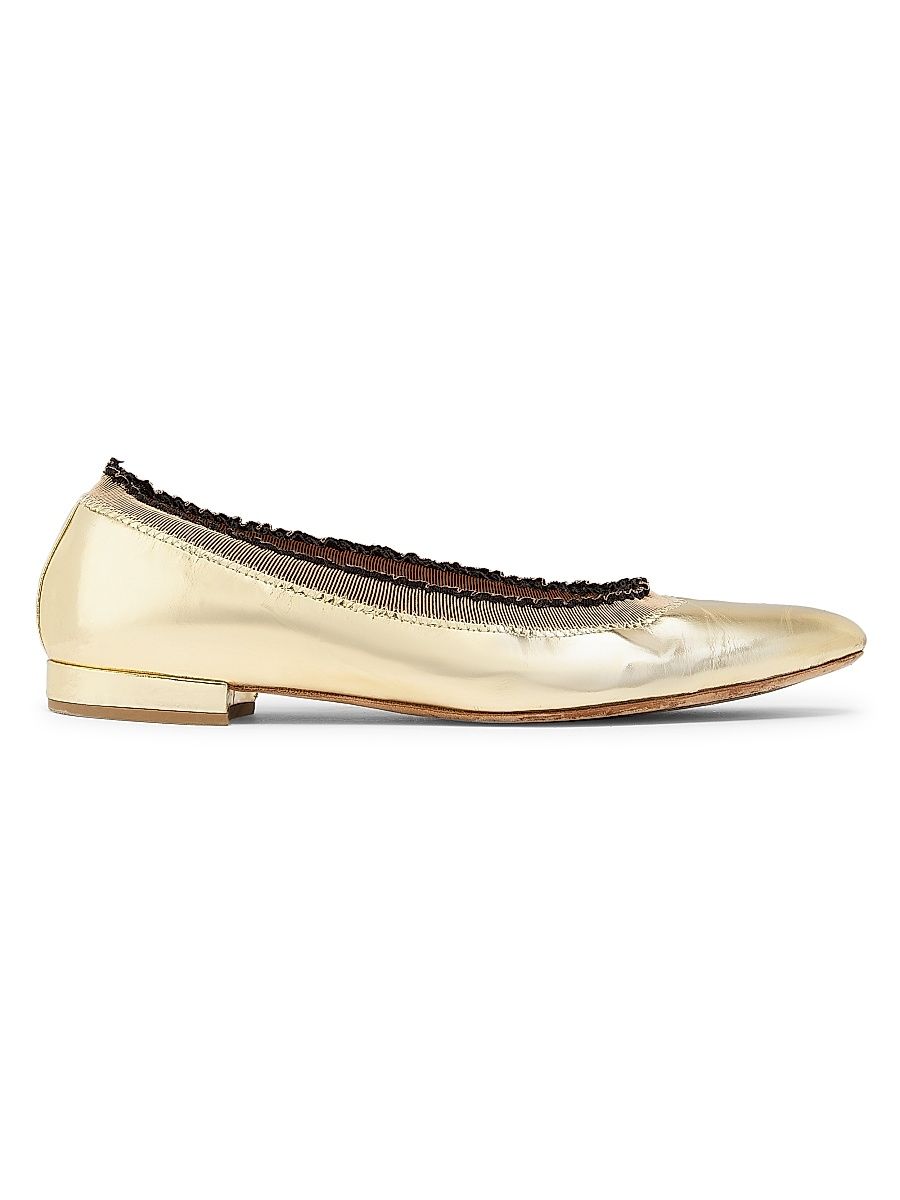 Women's Elise Ruffle Ballet Flats - Light Gold - Size 10