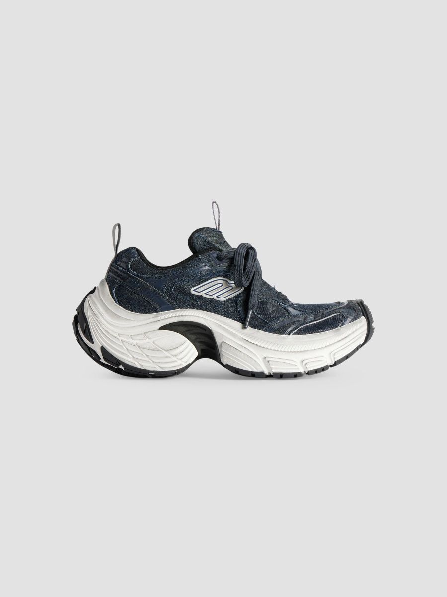 Balenciaga Men's 6XL Denim Sneakers - Blue White - Size 13