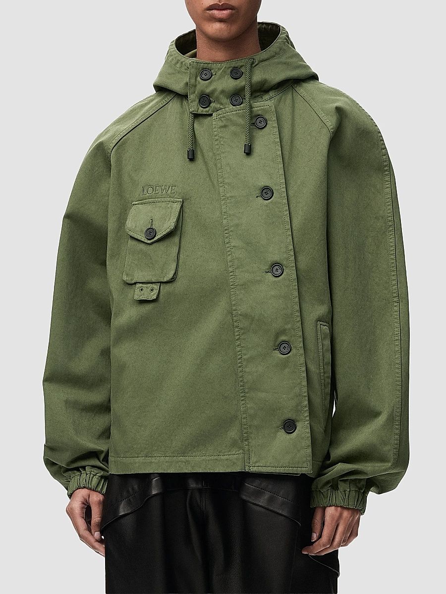 Women's Utility Cotton Short Parka - Khaki Green - Size 12