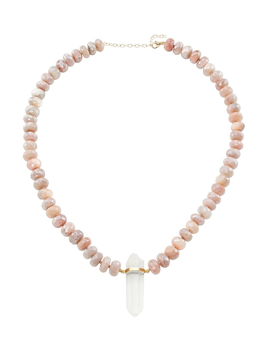 Women's Oracle Faceted Moonstone & Crystal Necklace - Peach