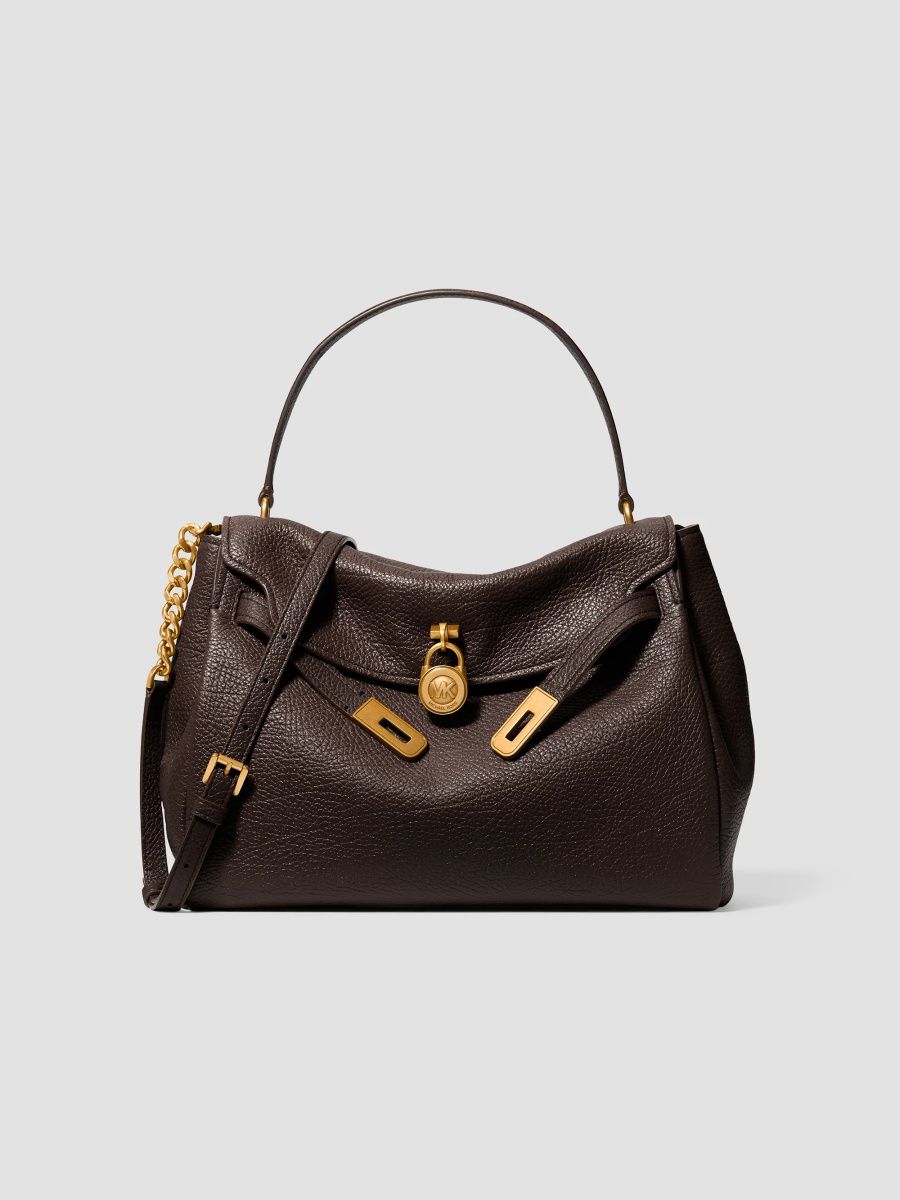 MICHAEL Michael Kors Women's Hamilton Moderne Large Leather Satchel - Chocolate