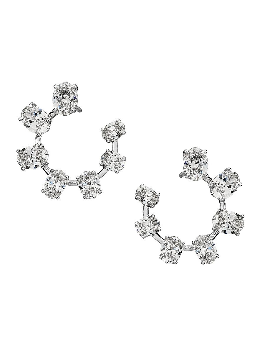 Saks Fifth Avenue High Jewelry Women's 18K White Gold & 8.46 TCW Diamond Hoop Earrings - White