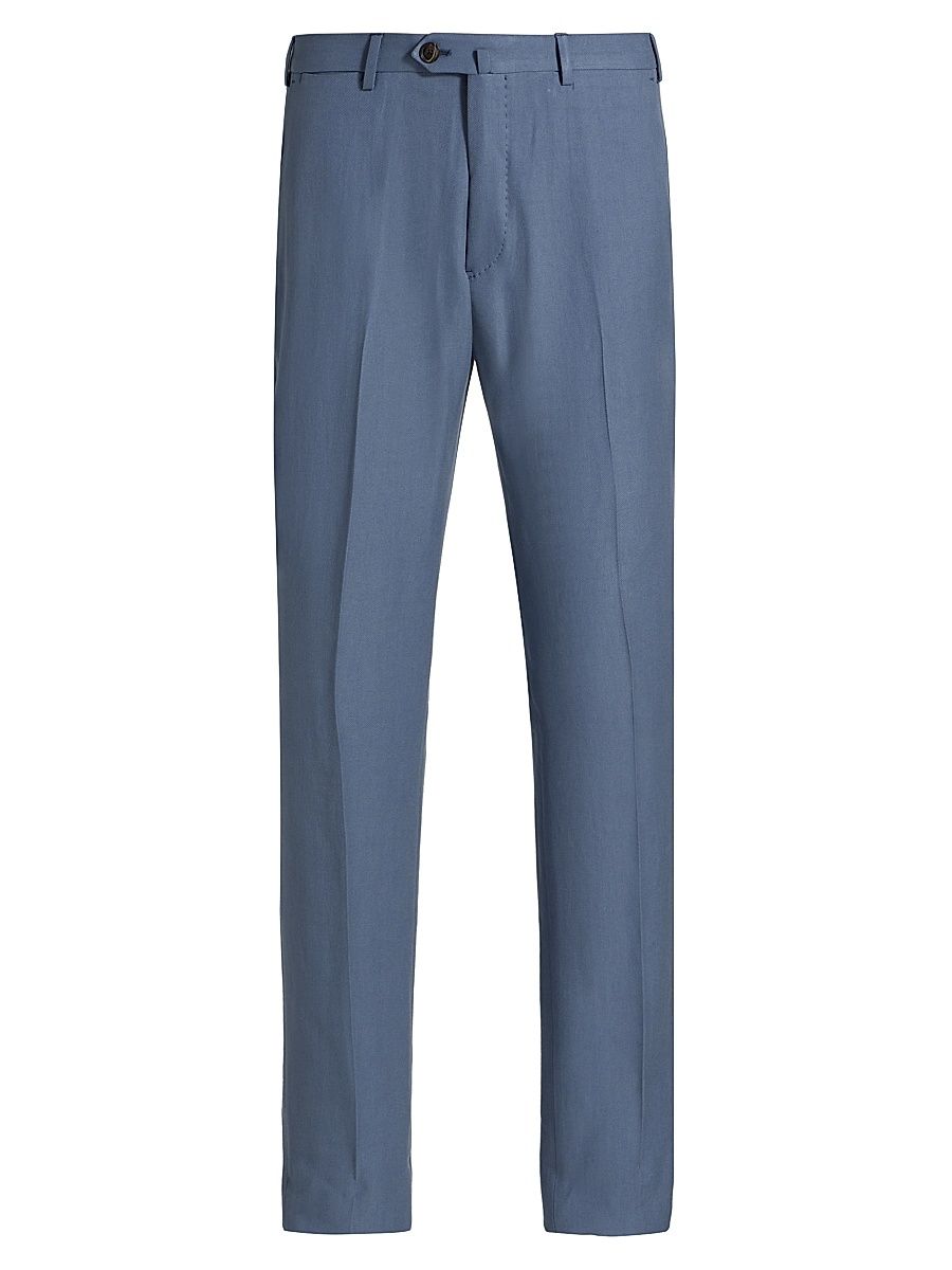Men's Crease-Front Trousers - Blue - Size 34