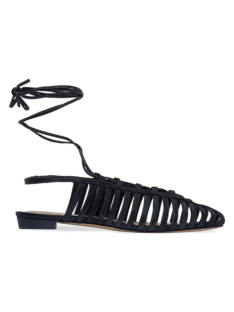 Women's Geneva Ankle Tie Flats - Black - Size 11