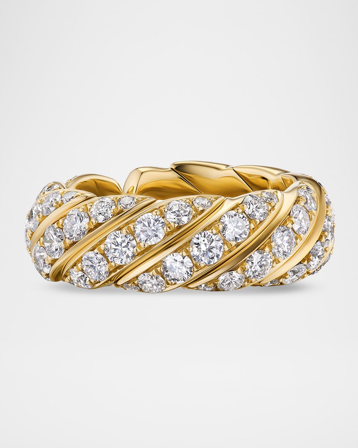 Sculpted Cable Flex Band with Diamonds in 18K Gold