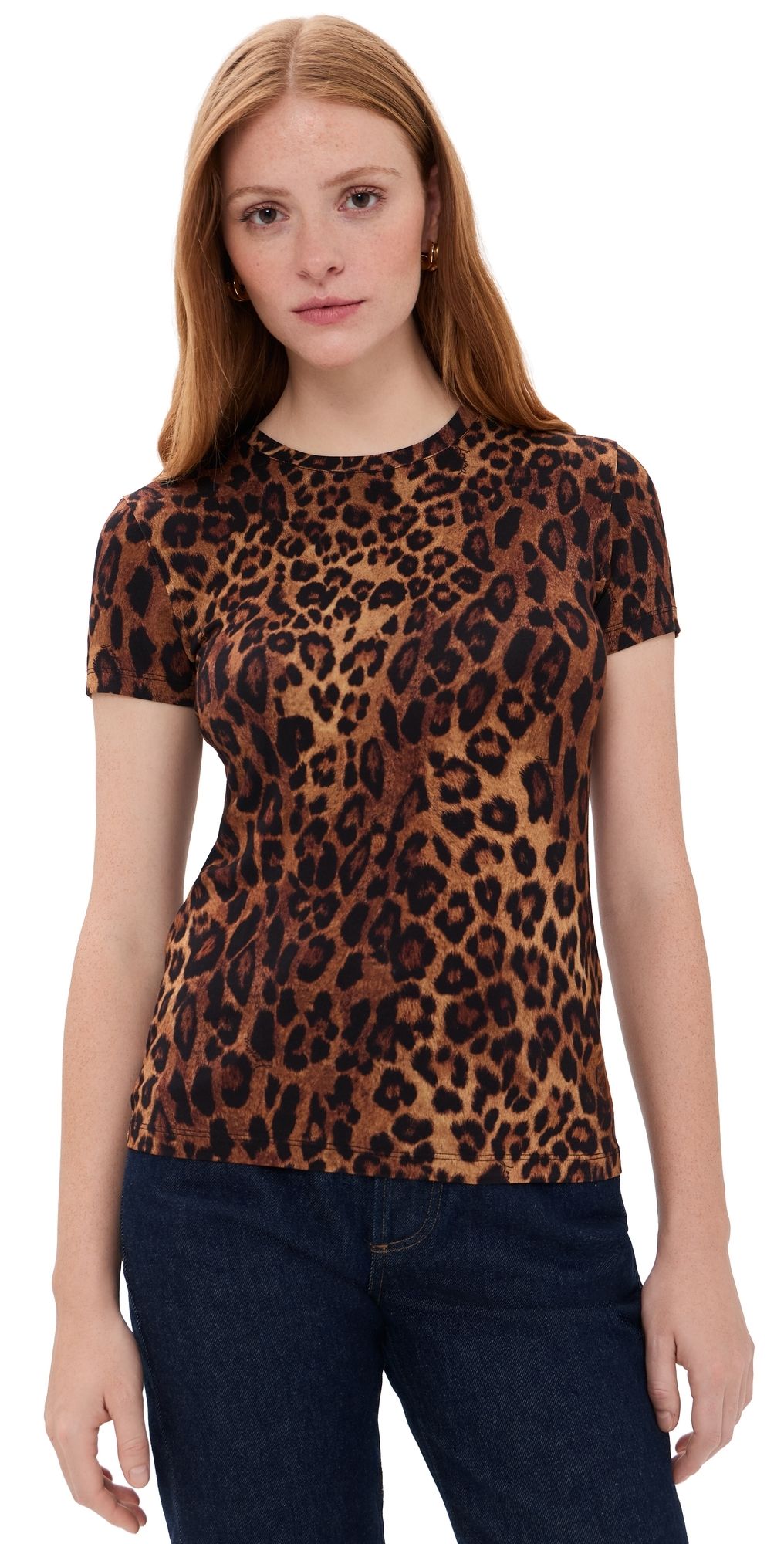 L'AGENCE Ressi Crew Tee Tan Mt Javan Leopard S