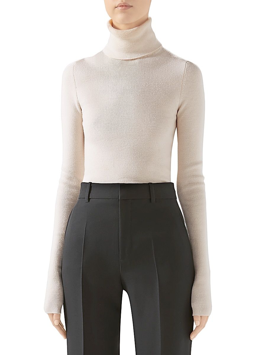 Women's Fine Wool Turtleneck Sweater - Cream - Size XL