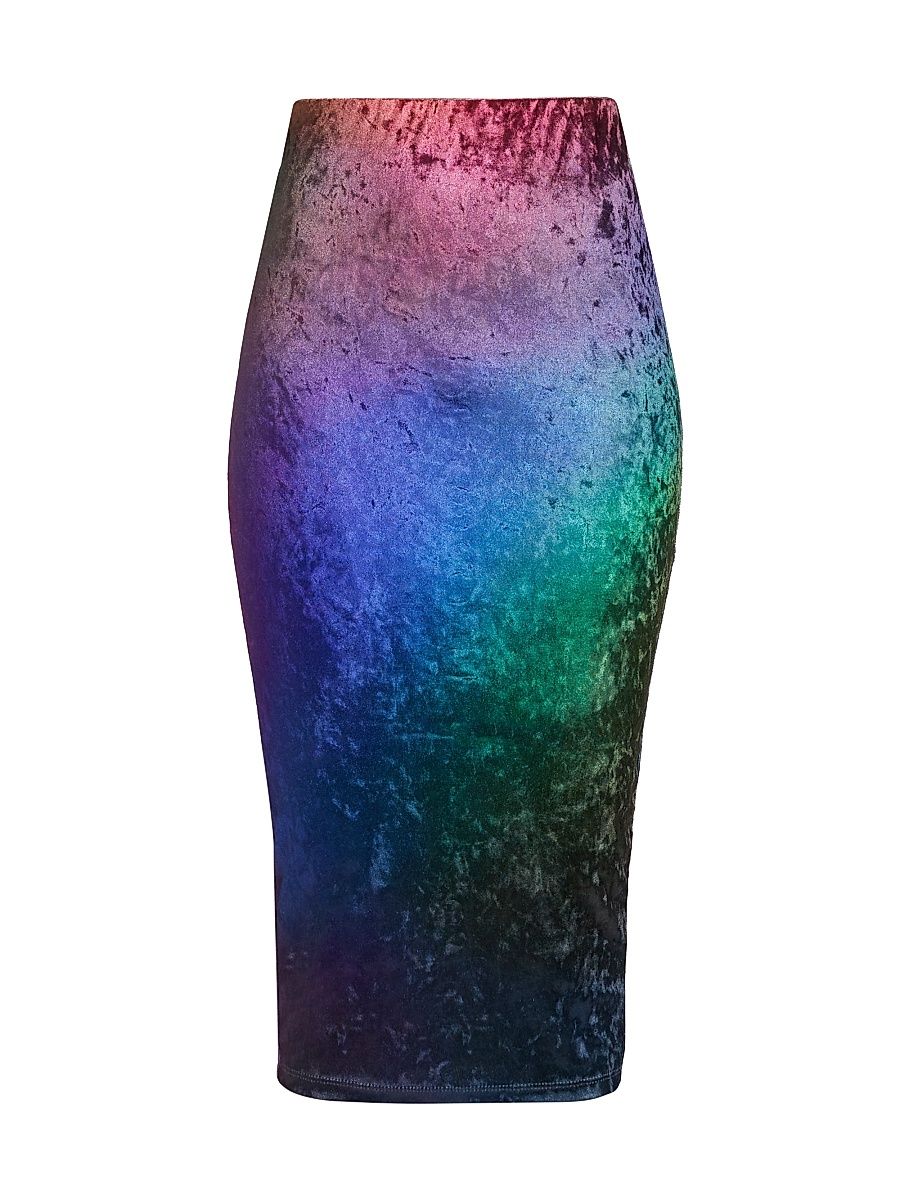 Women's Prism Crushed Velvet Pencil Skirt - Purple - Size Large