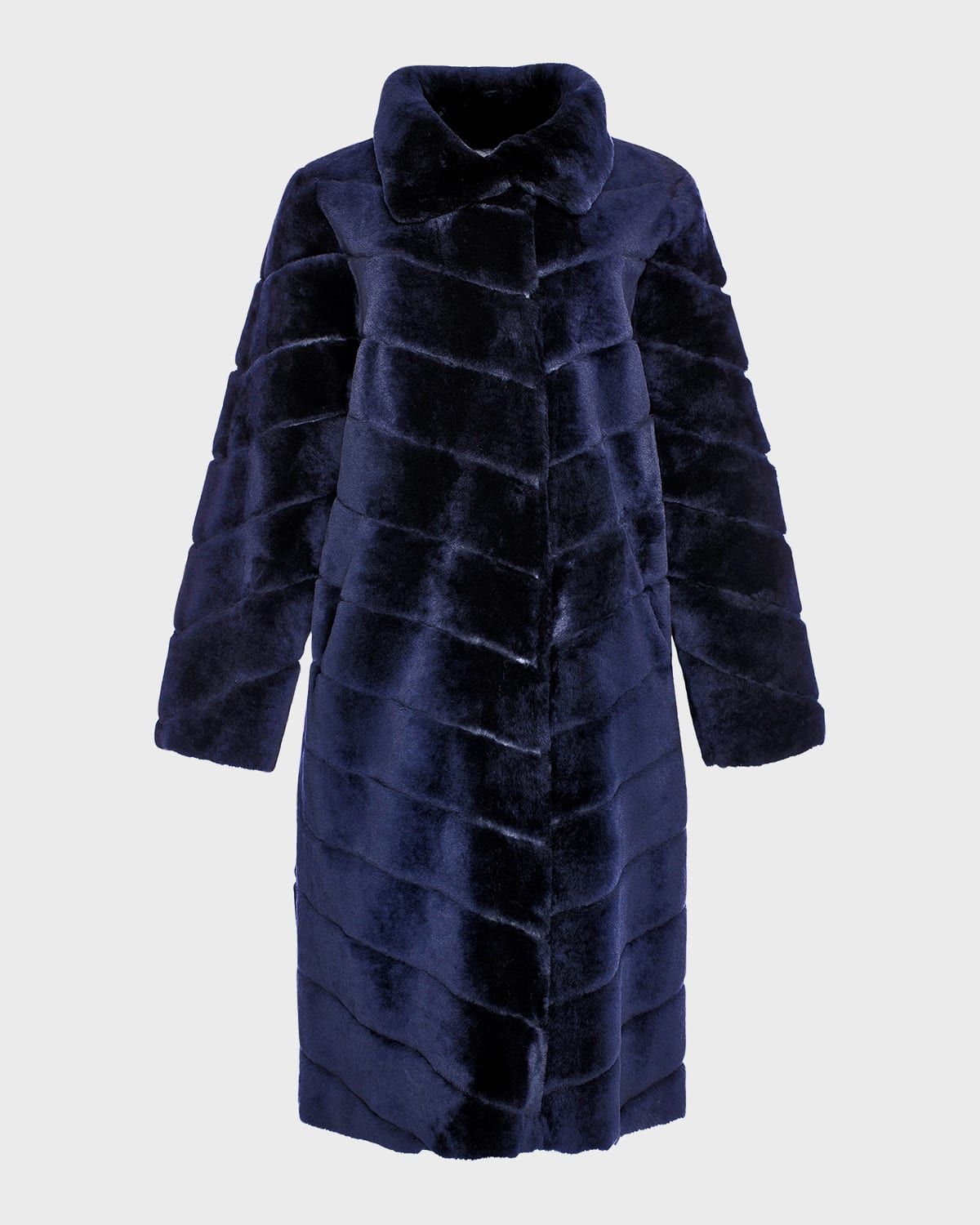 Reversible Chevron Lamb Shearling Coat