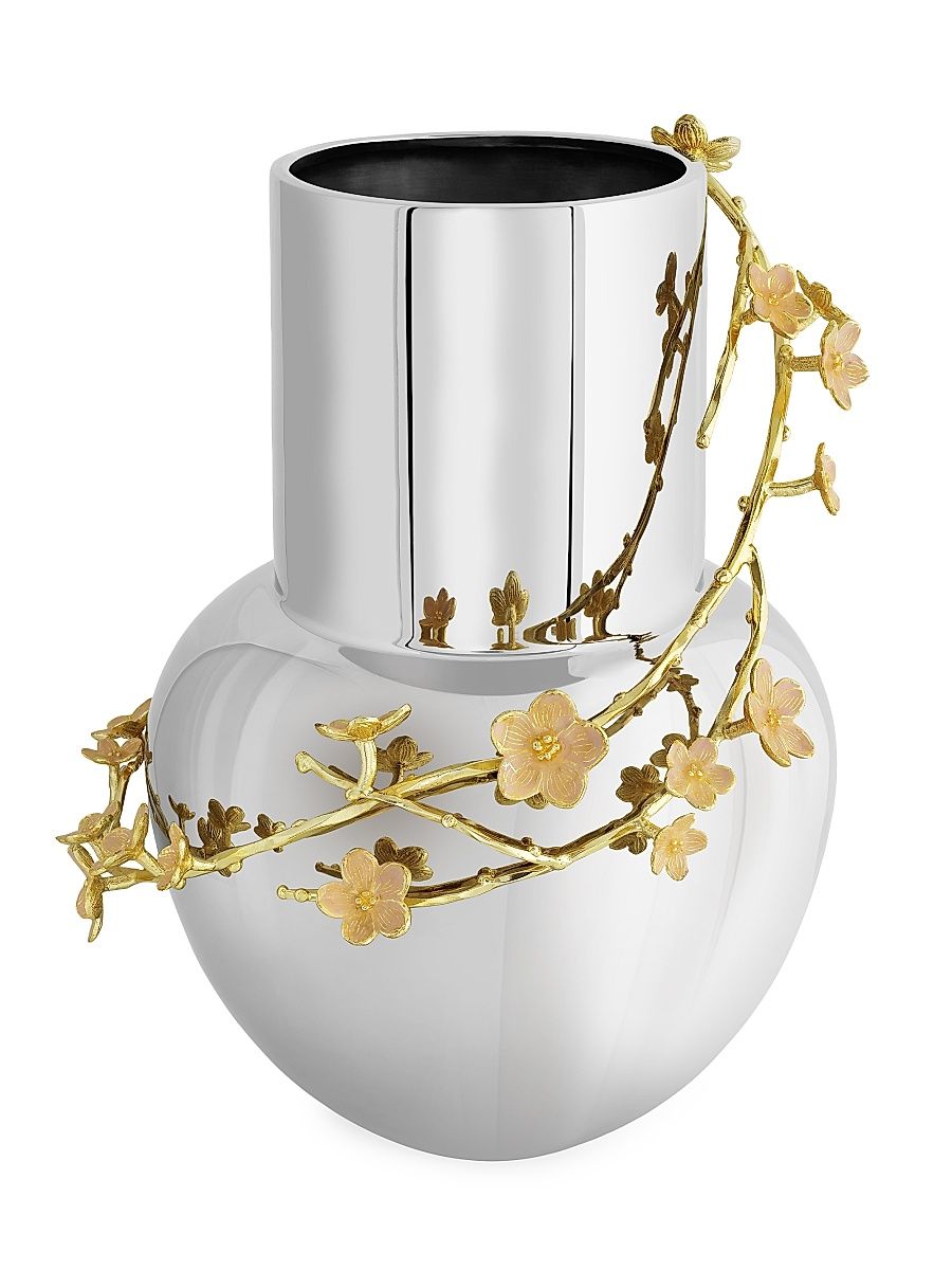 Cherry Blossom Large Stainless Steel Vase