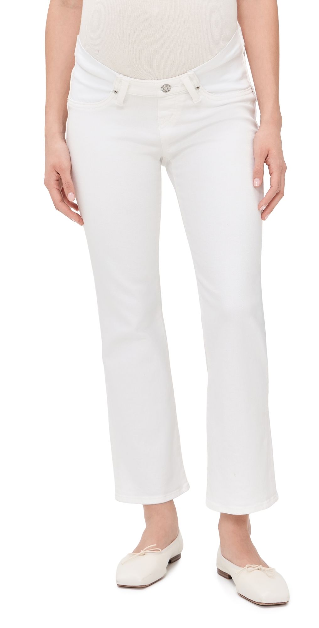 Madewell Maternity Stretch Flare Crop Jeans Tile White 30