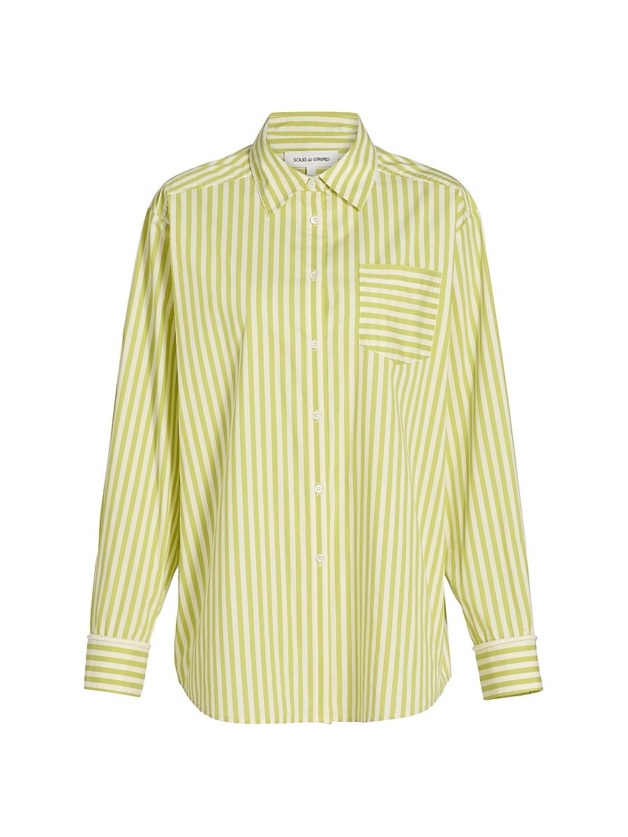 Women's The Avril Striped Cover-Up Shirt - Guava - Size Medium