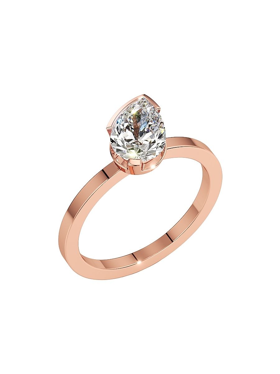 Women's Meta 18K Rose Gold & 1.02 TCW Lab-Grown Diamond Pear-Cut Solitaire Ring - Rose Gold - Size 6