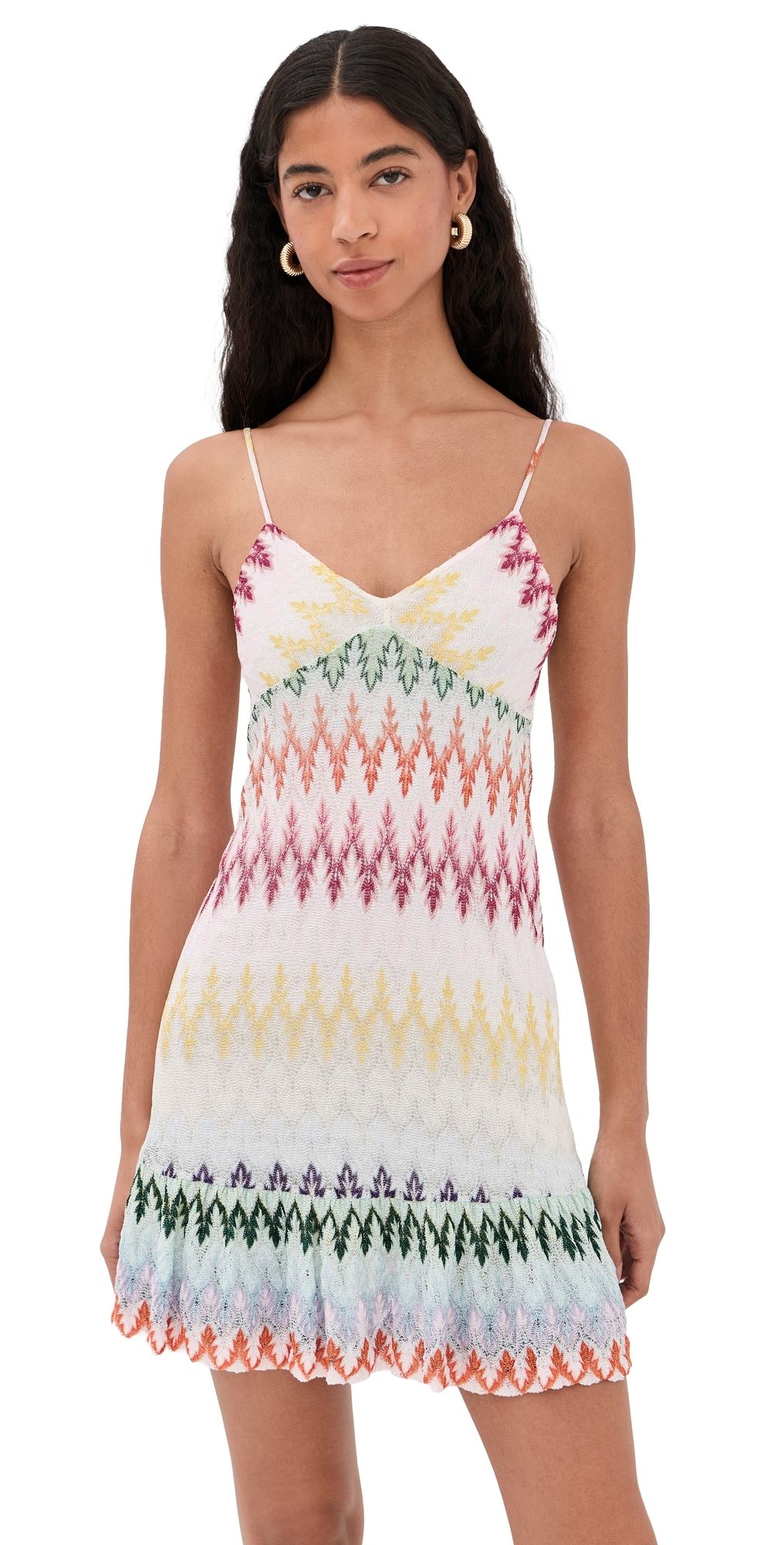 Missoni Sleeveless Short Dress Multicolor On White Base 44