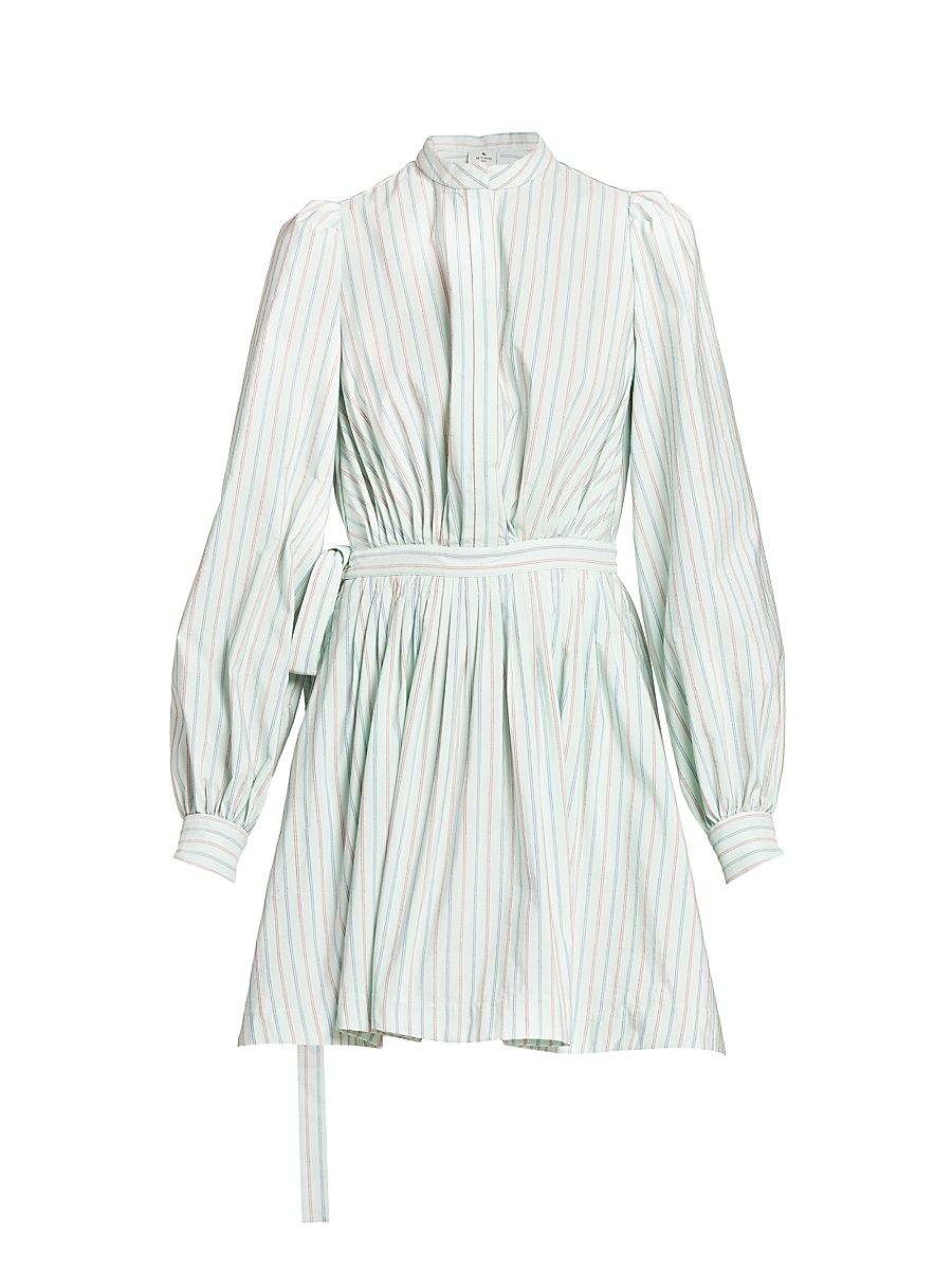 Women's Belted Stripe Mini Dress - Blue - Size 12