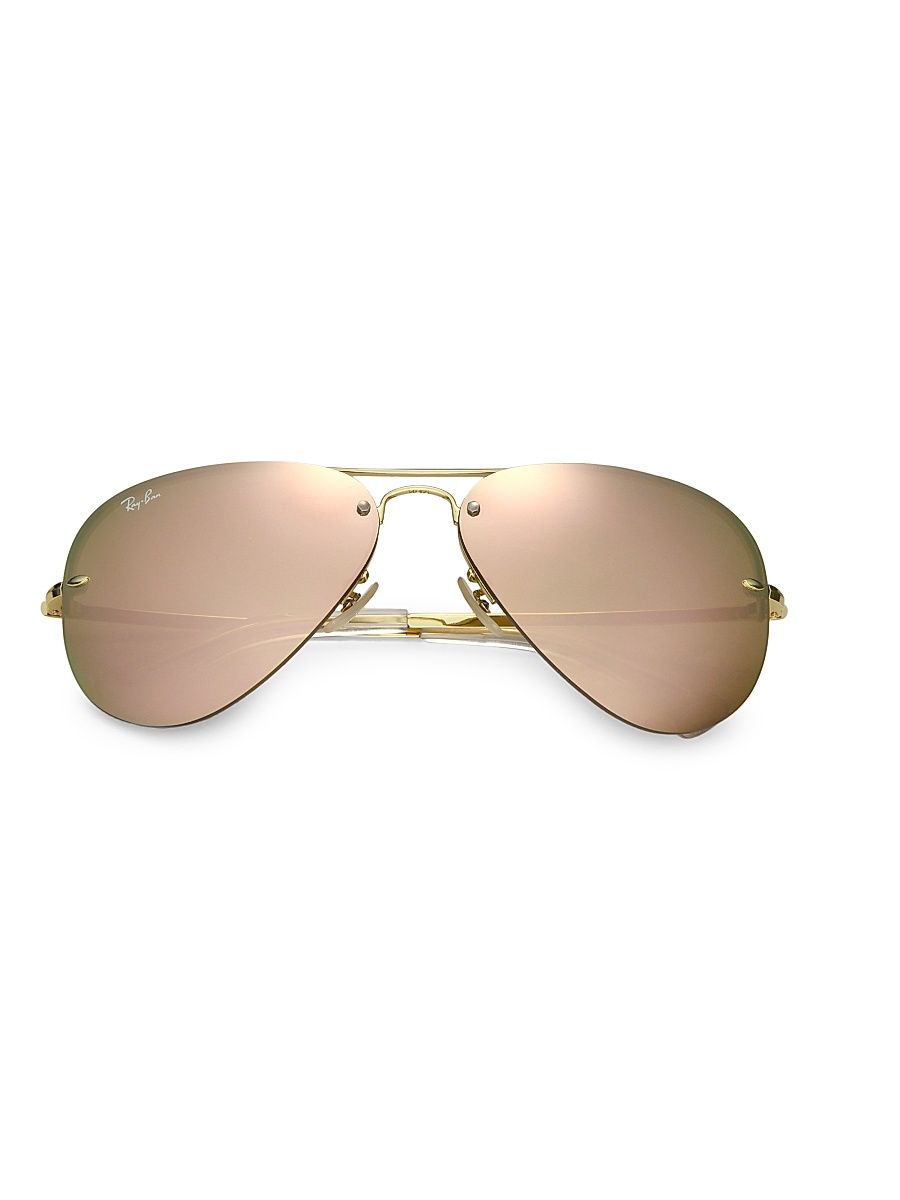 Women's RB3449 59MM Mirrored Semi-Rimless Aviator Sunglasses - Brown Pink