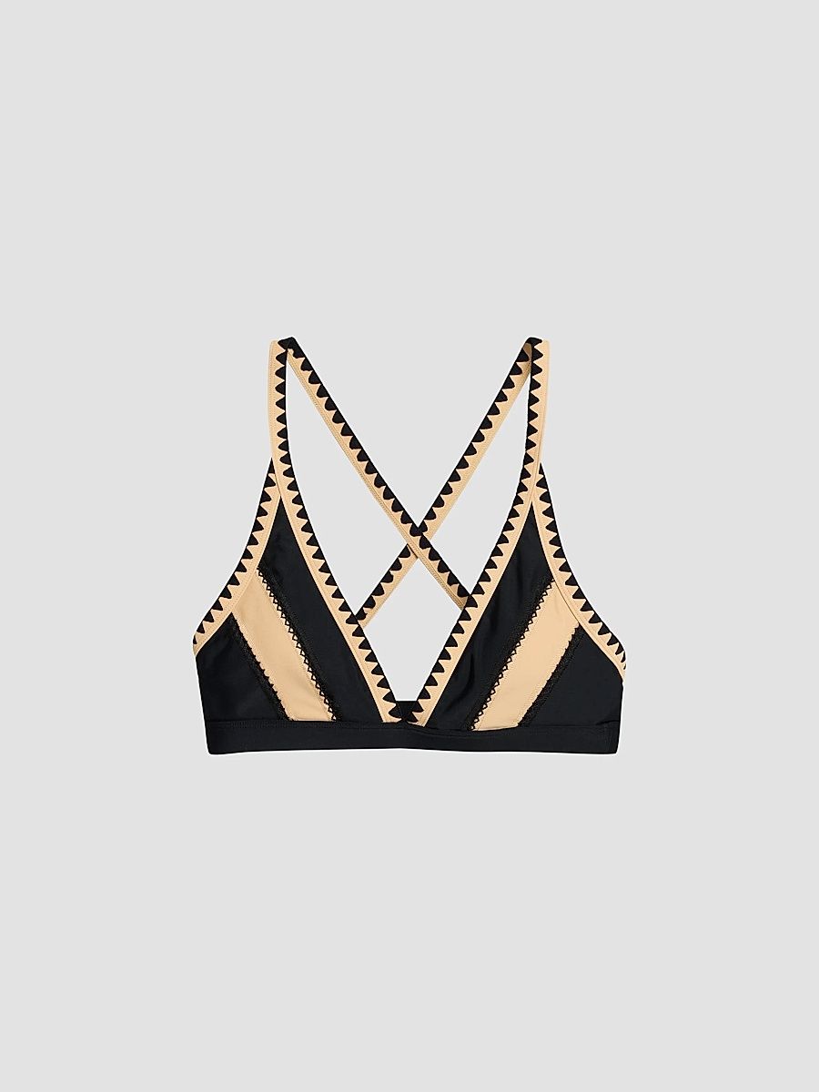 Women's Kara Bikini Top - Black Colorblock - Size Large