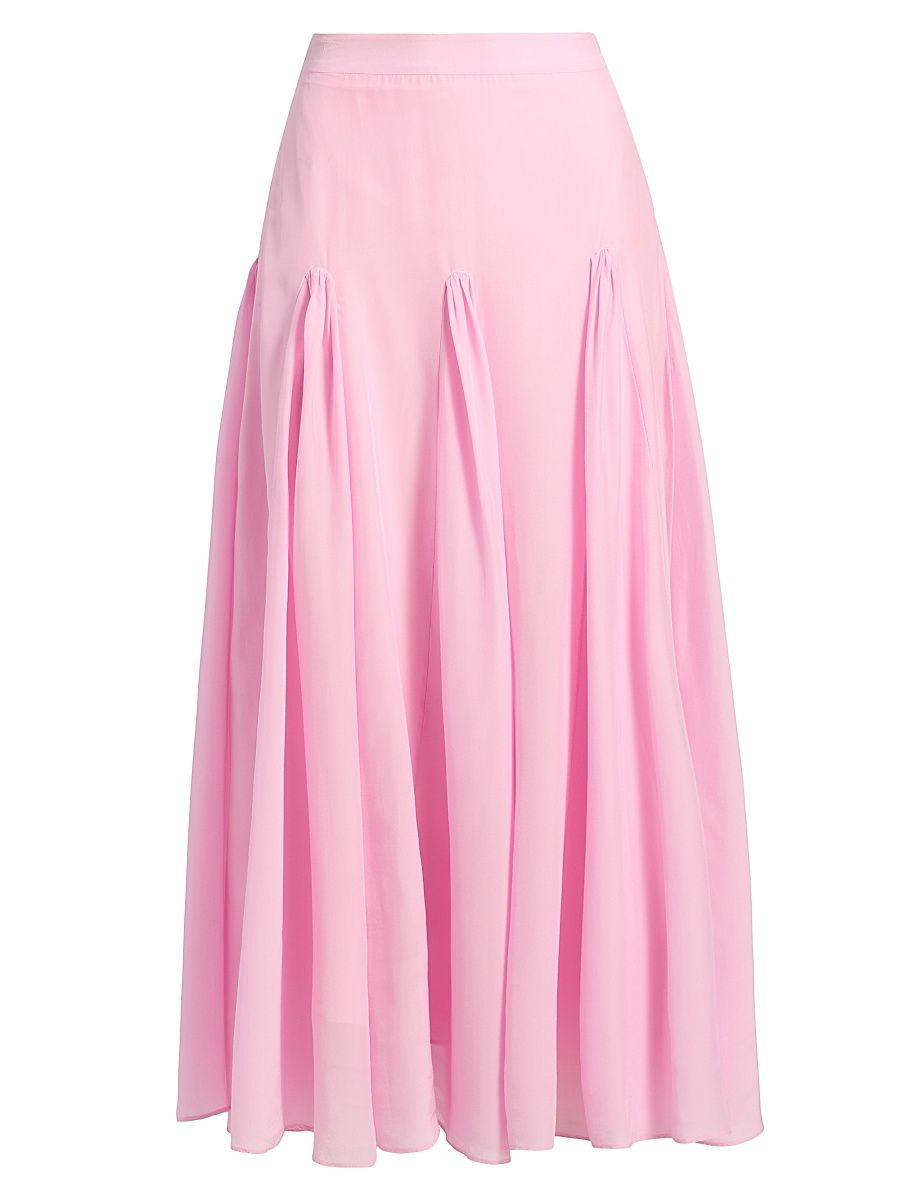 Women's Sienna Crepe de Chine Gathered Skirt - Cherry Blossom - Size Large