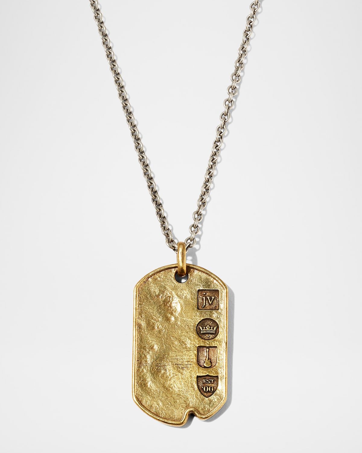 Men & apos;s Distressed Dog Tag Two-Tone Pendant Necklace