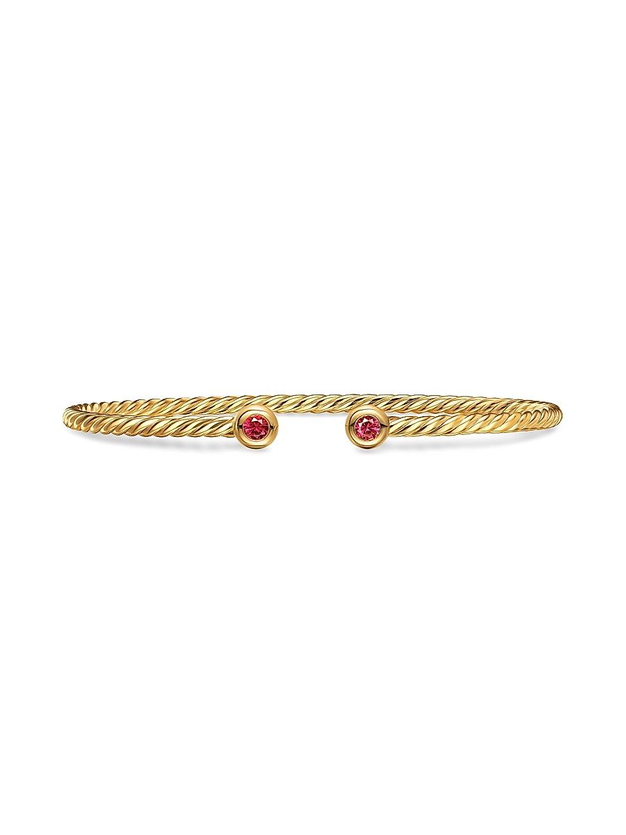 Women's Micro Cablespira Flex Round Bracelet in 18K Yellow Gold - Ruby - Size Medium