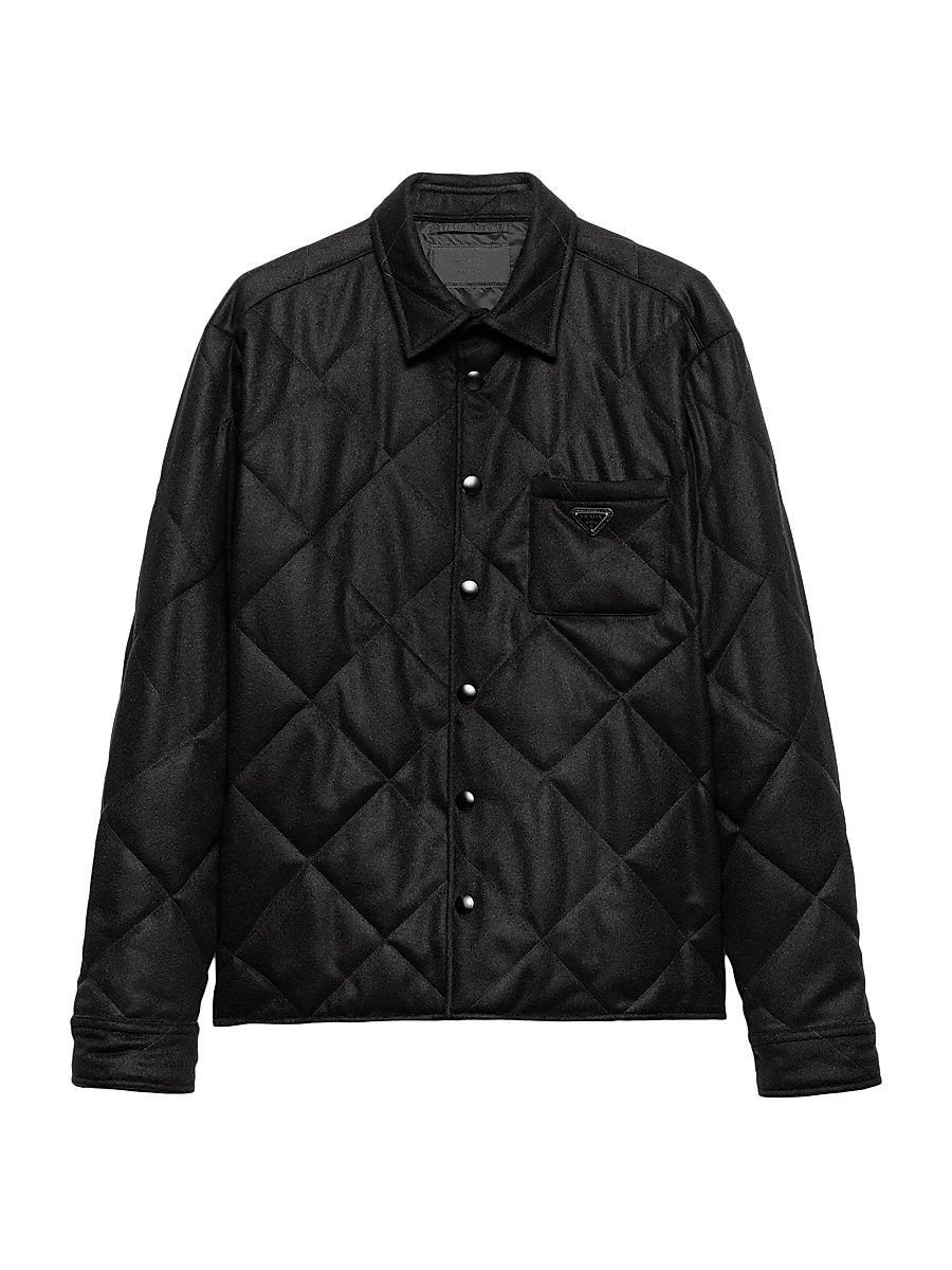 Men's Padded Cashmere Shirt - Black - Size XXL