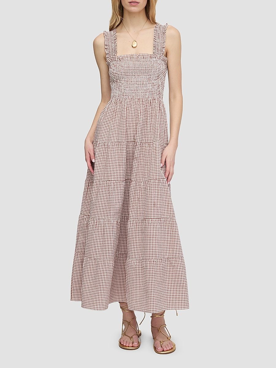 Women's The Goldie Nap Dress - Cognac Gingham - Size Large