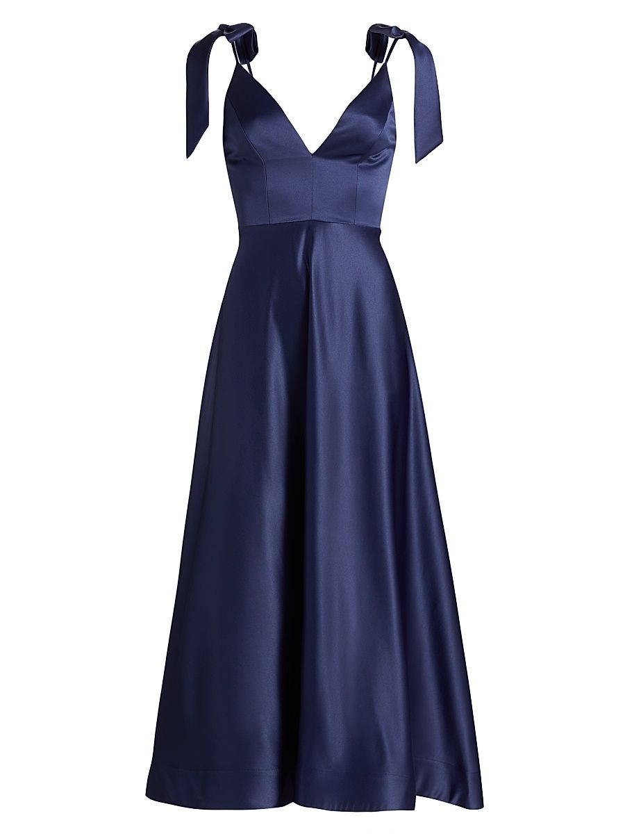 Women's Paula Satin Midi-Dress - Dark Navy - Size XL