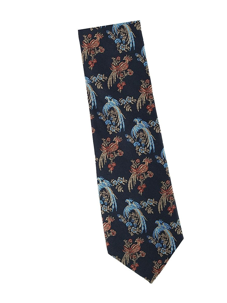 Men's Birds Of Prosperity Silk Necktie - Black