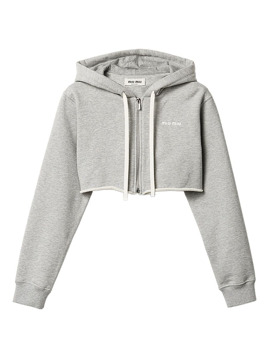 Women's Cropped Hoodie - Grey - Size Large