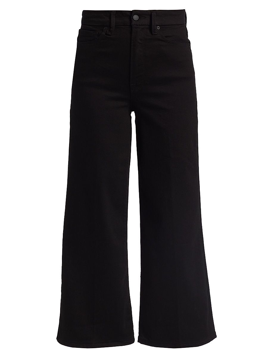 Women's Good Waist Palazzo Cropped Jeans - Black - Size 6