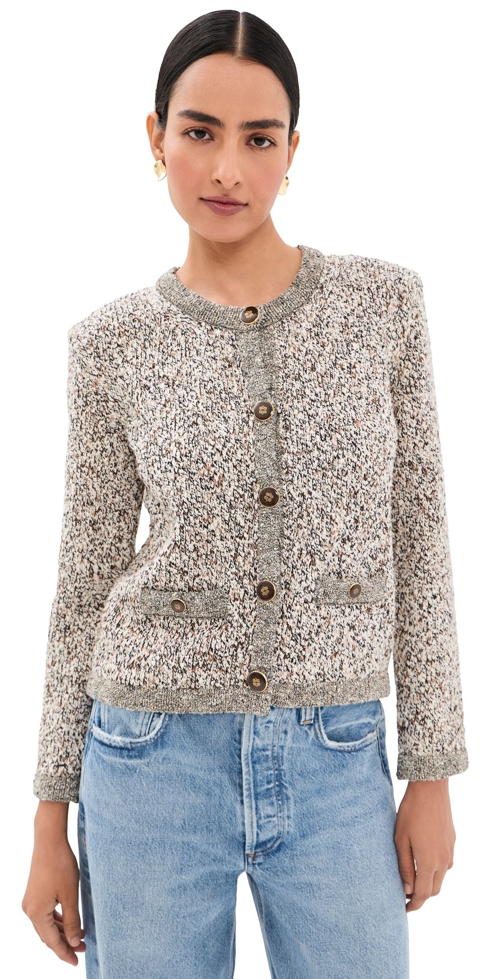 Veronica Beard Rexton Cardigan Dove Multi XL