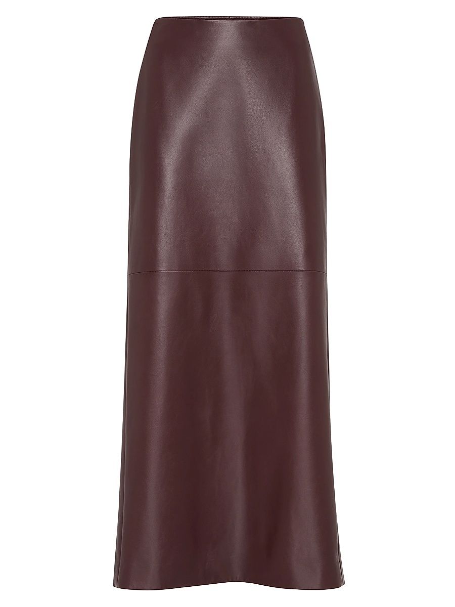Women's Soft Nappa Leather Long Column Skirt - Burgundy - Size 0