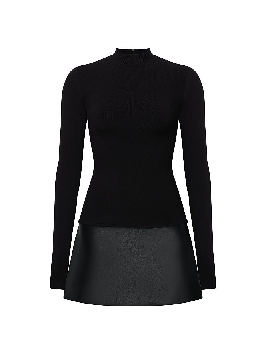 Women's Colette Mixed-Media Minidress - Black - Size 12