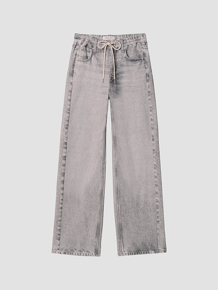 Women's rb Miramar Terry Wide-Leg Drawstring Pants - Ice Grey - Size XXS