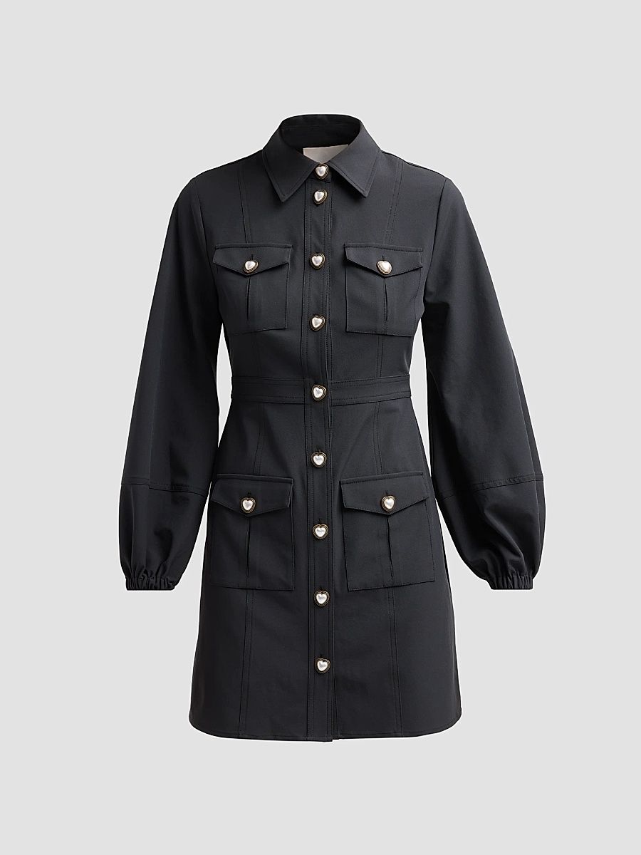 Women's Lumira Pearlescent-Button Mini Dress - Black - Size 14