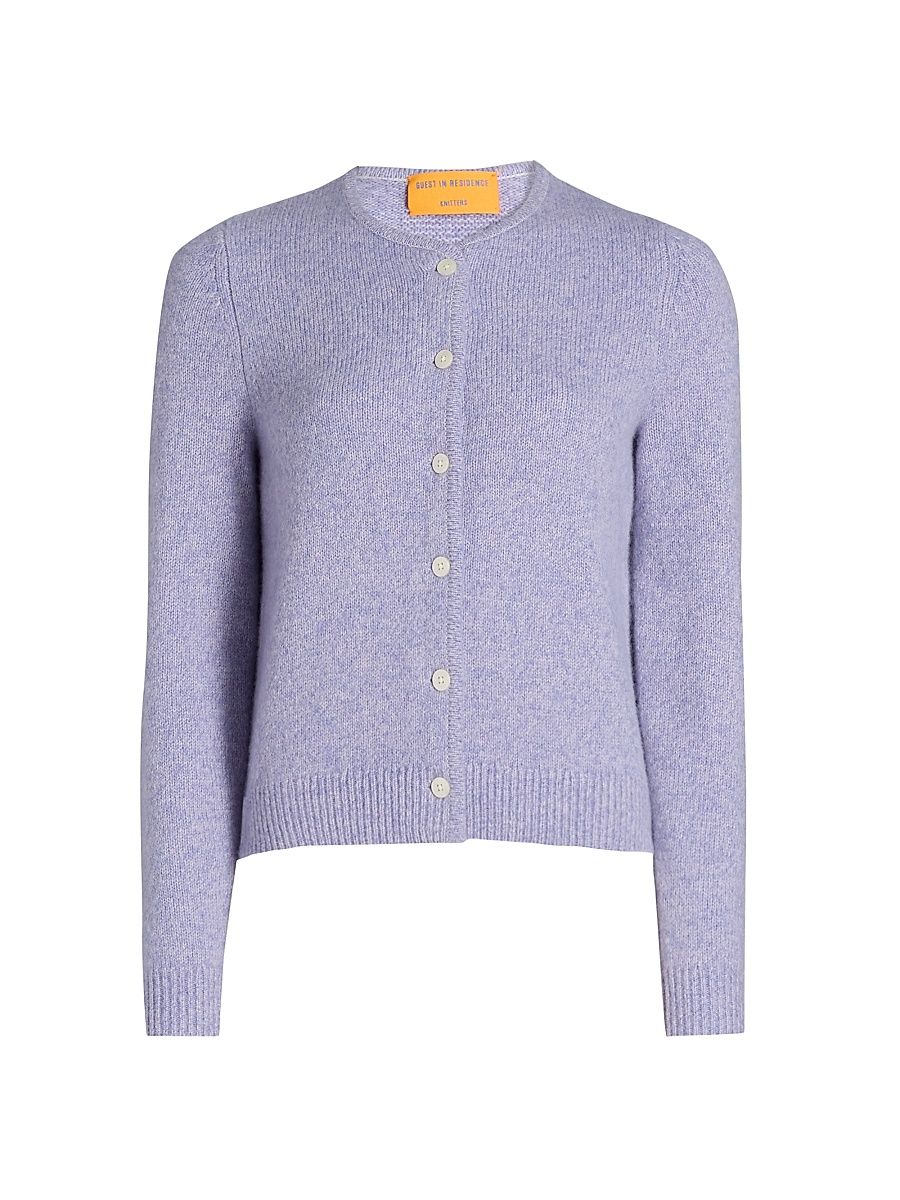 Women's Ava Cashmere-Silk Crewneck Cardigan - Dusk - Size Large