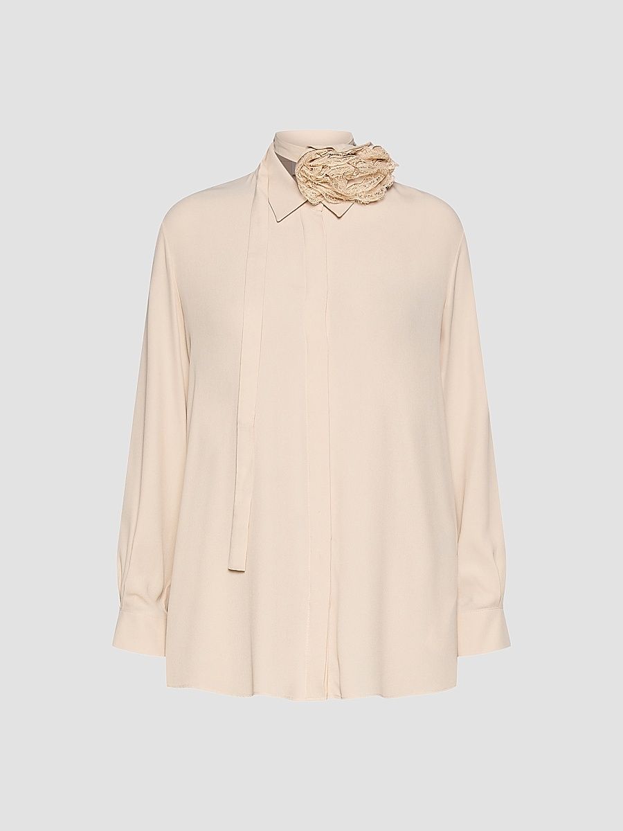 Women's Silk Blend Shirt - Sand - Size 14