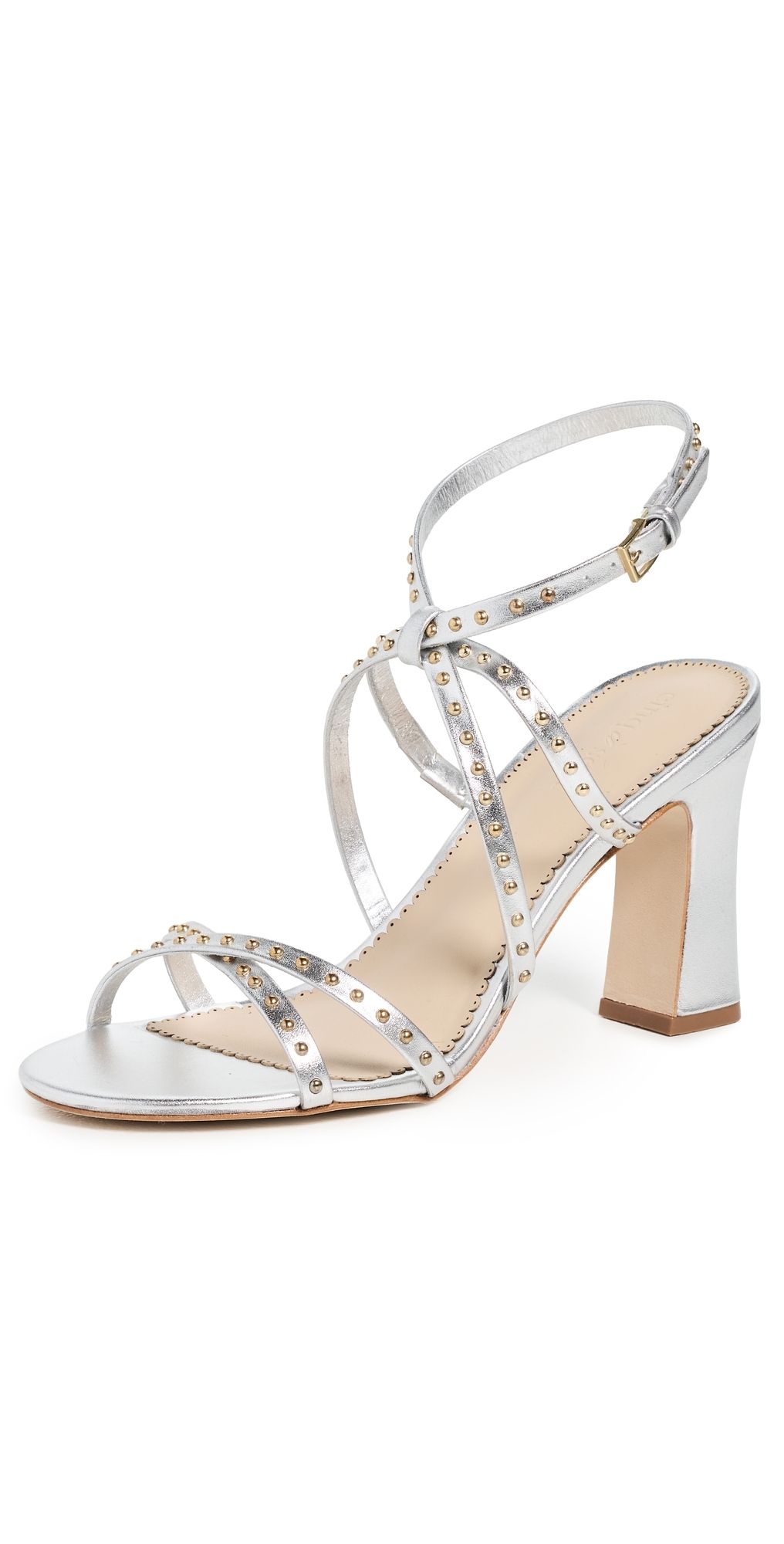 Cinq à Sept Blair Studded Metallic Heels Silver/Gold 36