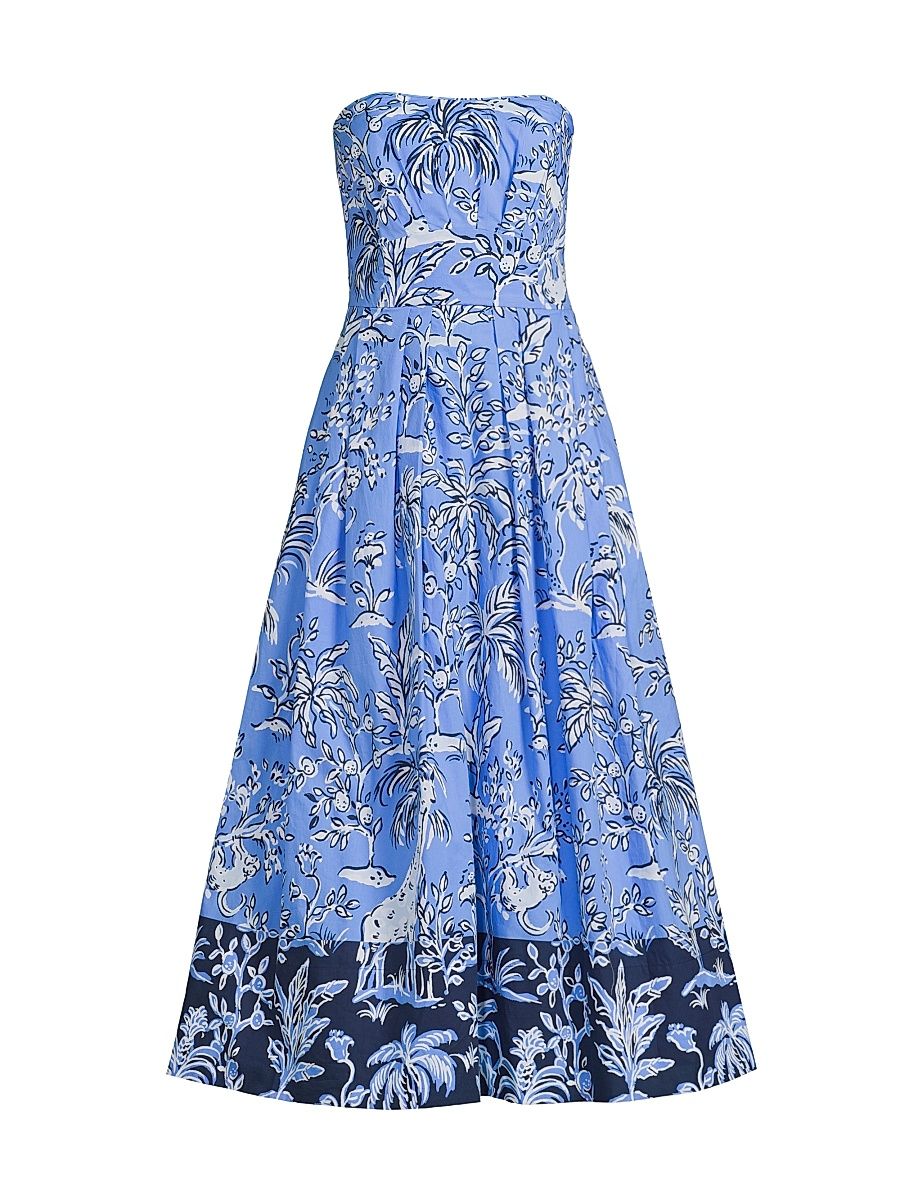 Women's Kenni Floral Strapless Midi-Dress - Sunwashed Blue - Size 8