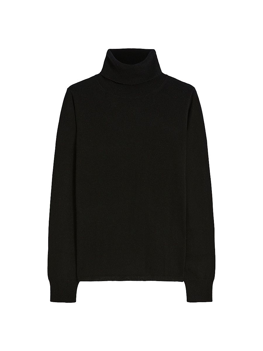 Women's Wool and Cashmere Turtleneck Sweater - Black - Size Medium