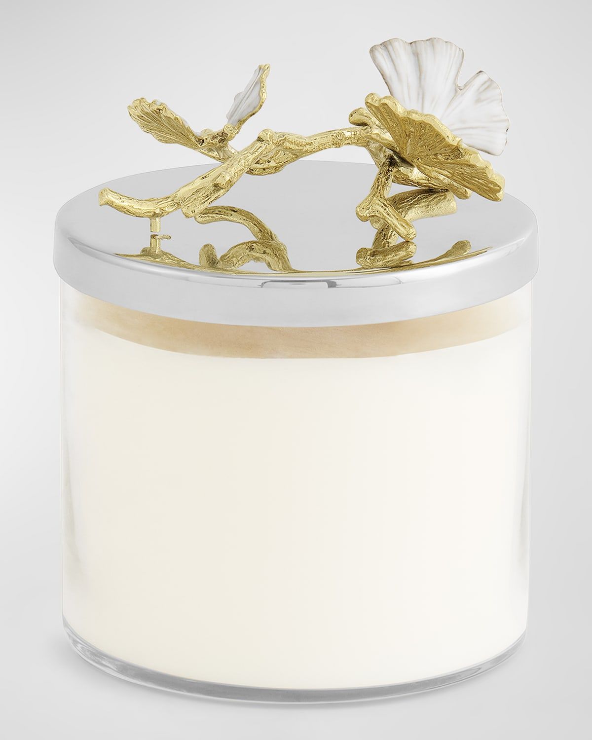 Butterfly Ginkgo White & Gold Candle