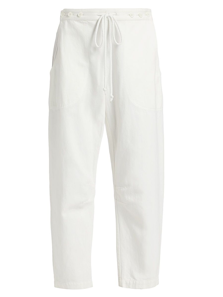 Women's Jetties Beach Drawstring Denim Pants - White - Size 10