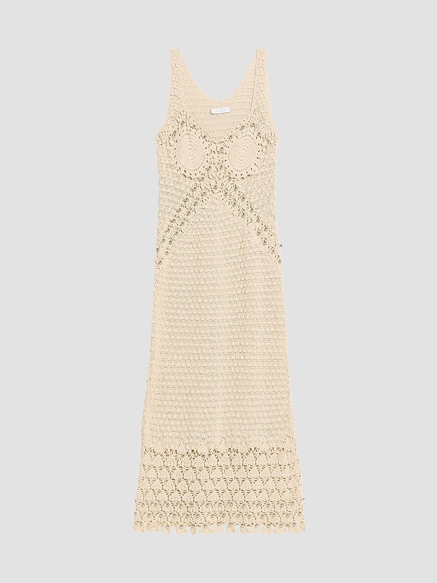 Rabanne Women's Crochet Embellished Midi Dress - Ecru - Size XL