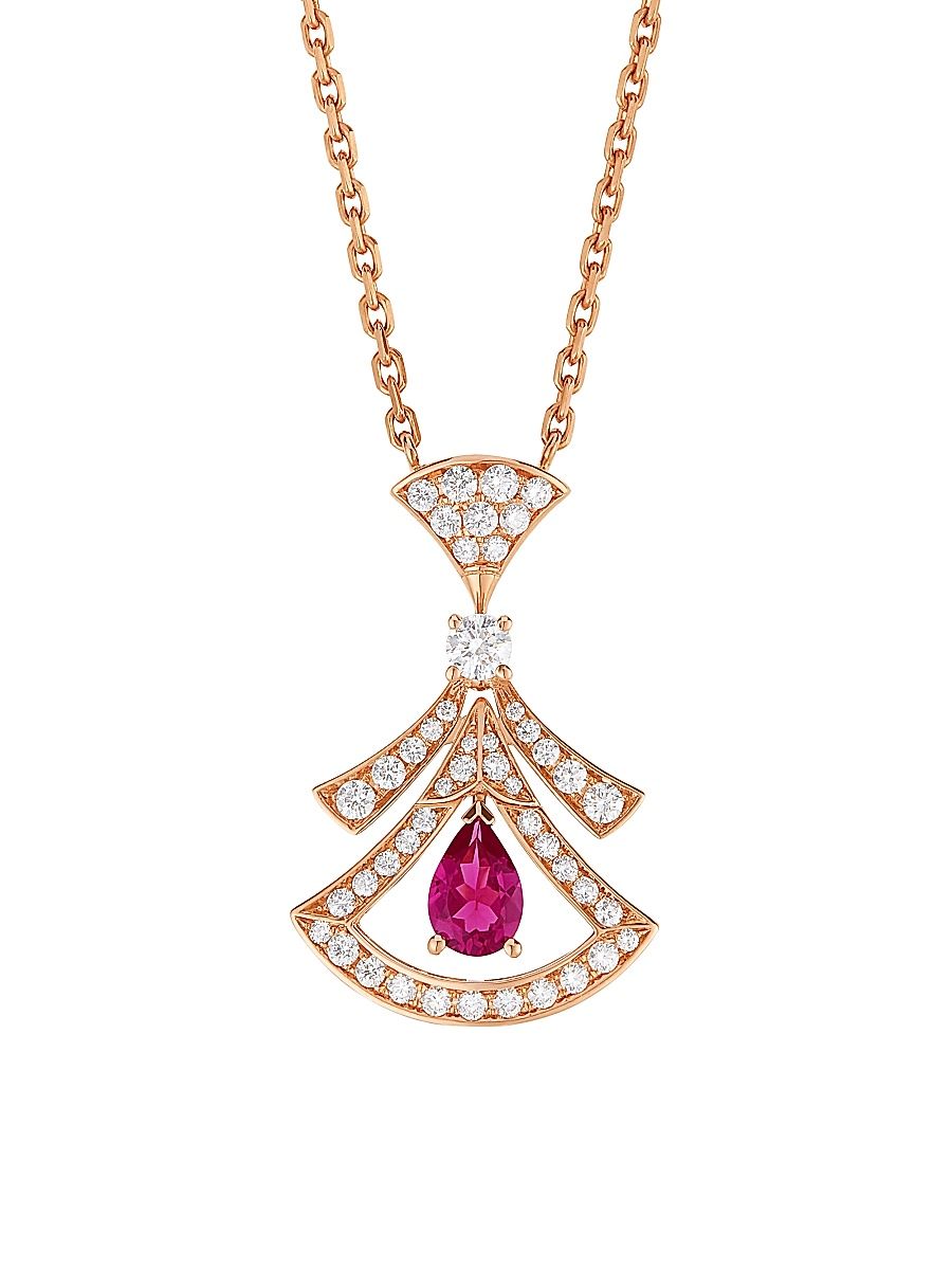 Women's Divissima 18K Rose Gold, 0.46 TCW Diamond & Rubellite Pendant Necklace - Rose Gold