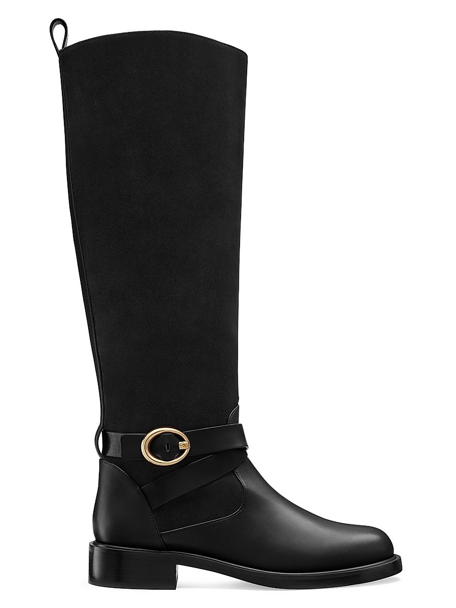 Women's 30MM Benni Leather Riding Boots - Black - Size 8.5