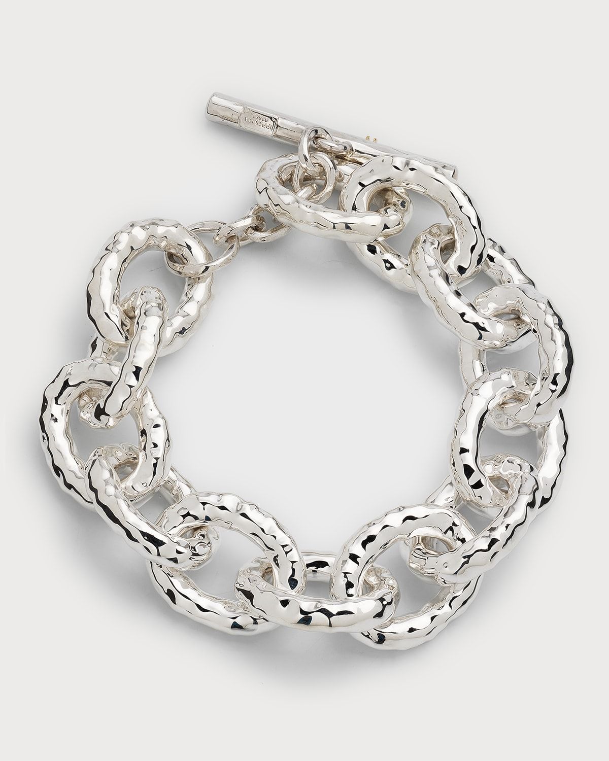 Jumbo Hammered Bastille Link Bracelet in Sterling Silver
