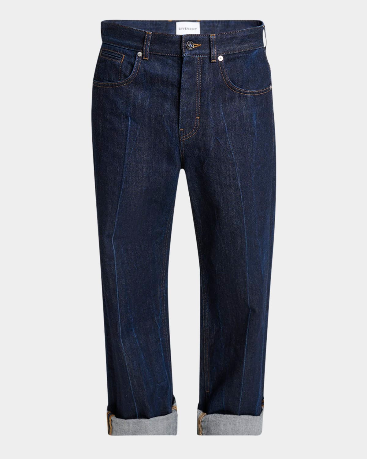Men & apos;s Cuffed Wide-Leg Jeans
