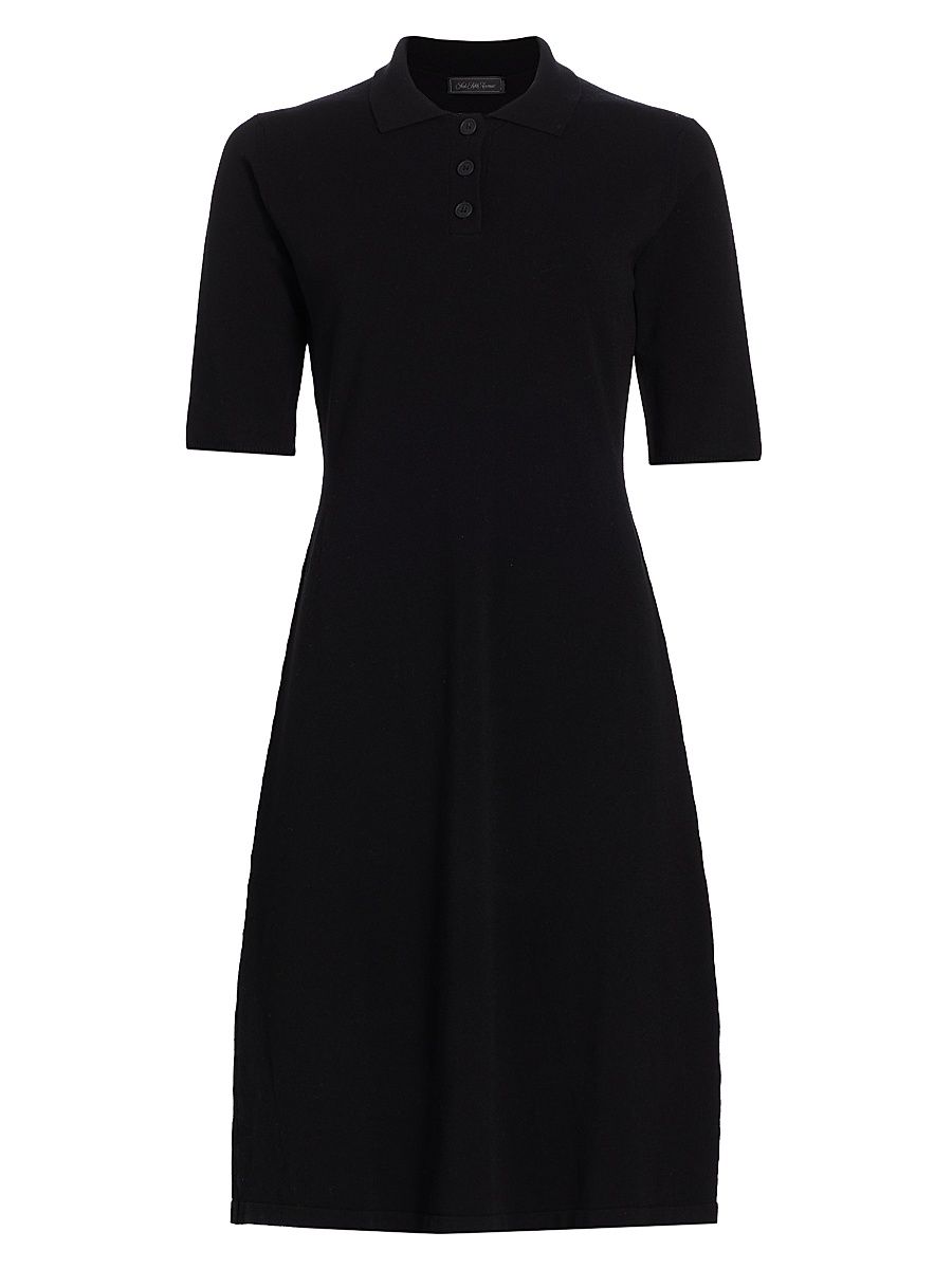 Women's COLLECTION Short-Sleeve Polo Midi-Dress - Black - Size Small