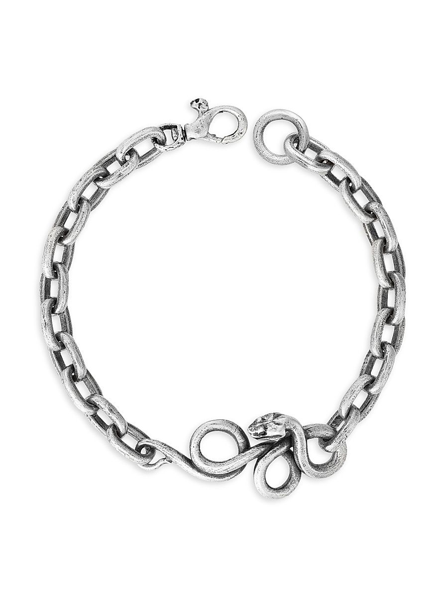 Men's Snakeskin Sterling Silver & 0.02 TCW Diamond Link Bracelet - Silver