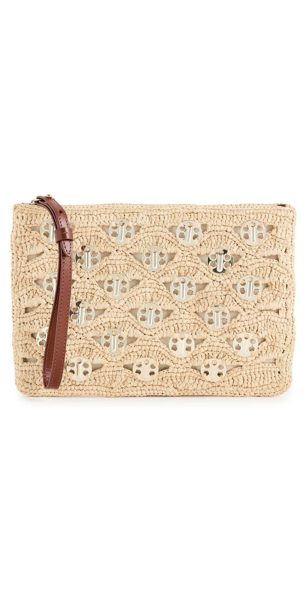 rabanne Raffia Pouch Gold One Size